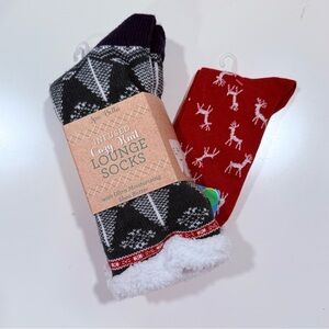 Cozy Knit Lounge Socks Bundle - Green & Red
